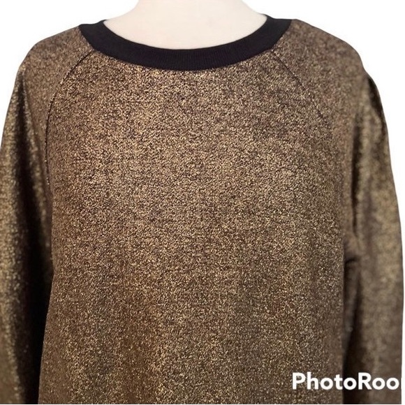 Express Gold & Black Sparkle Glitter L/S Top - Picture 2 of 7